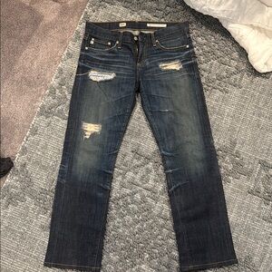 AG Adriano Goldschmied Dark Blue Distressed Jeans